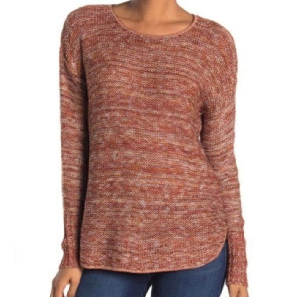 Susina Scoop Neck Marled High Low Knit Sweater Medium